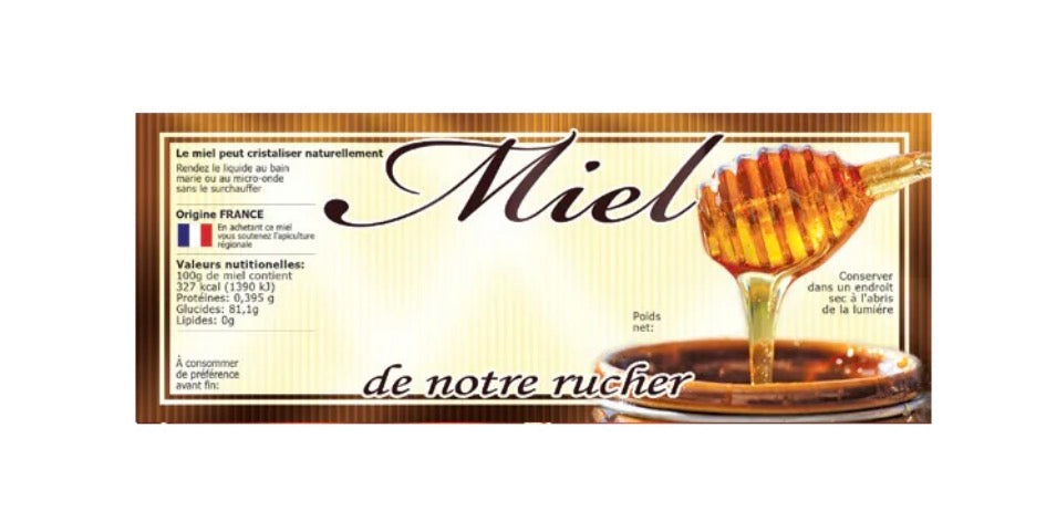 100 étiquettes miel personnalisables modèle cuillère à miel 154x60 mm