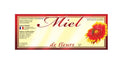 100 étiquettes adhésives "miel de fleurs" modèle fleur rouge